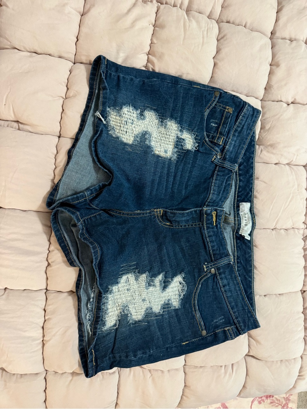 torrid Dark Blue Distressed Denim Shorts